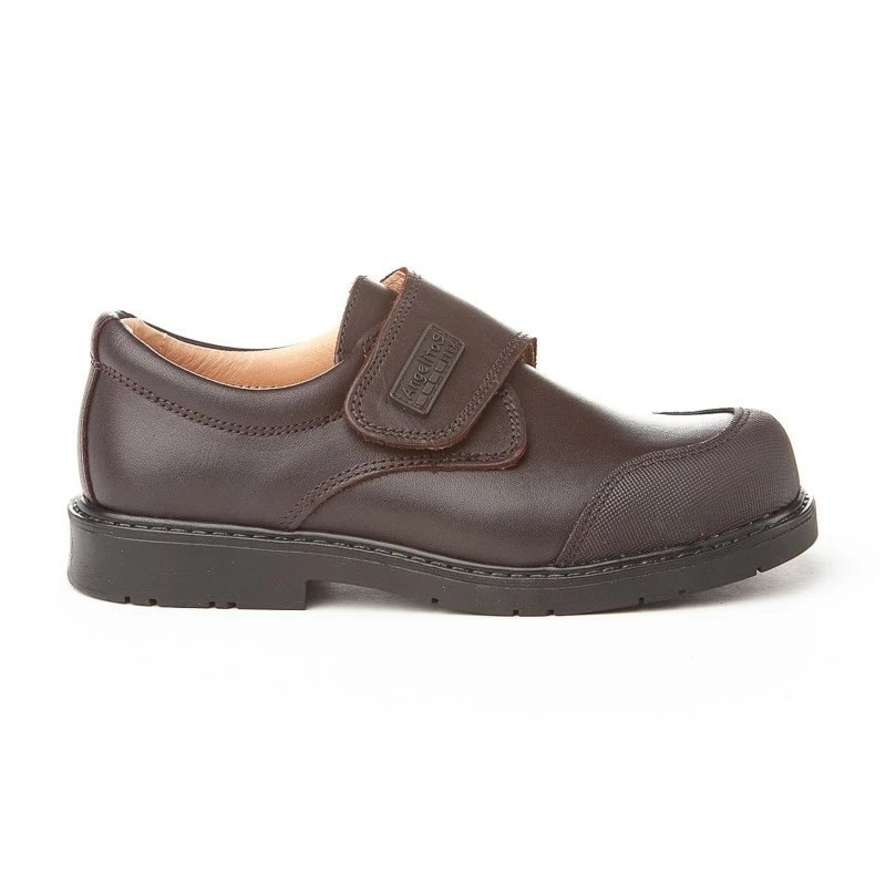 Zapatos Colegiales Niño Piel Puntera Reforzada Velcro 452 Chocolate, De Angelitos 4 Zapatos Colegiales Niño Piel Puntera Reforzada Velcro 452 Chocolate, De Angelitos - Imagen 2