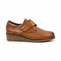 Zapatos Cómodos Mujer Piel Cuña Velcro Plantilla Extraíble 70243 Cuero, De Tupié