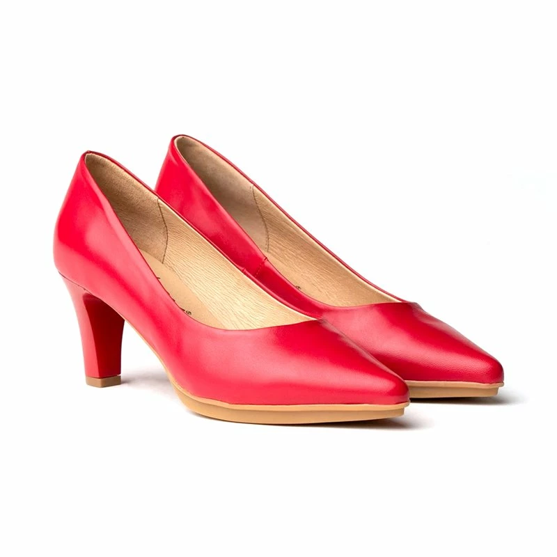 Zapatos De Salón Confort Mujer Piel Napa Tacón Medio 1498 Rojo, De Eva Mañas 4 Zapatos De Salón Confort Mujer Piel Napa Tacón Medio 1498 Rojo, De Eva Mañas - Imagen 2