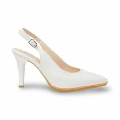 Zapatos De Salón Descubierto Mujer Piel Napa Tacón Alto 1495 Blanco, De Eva Mañas