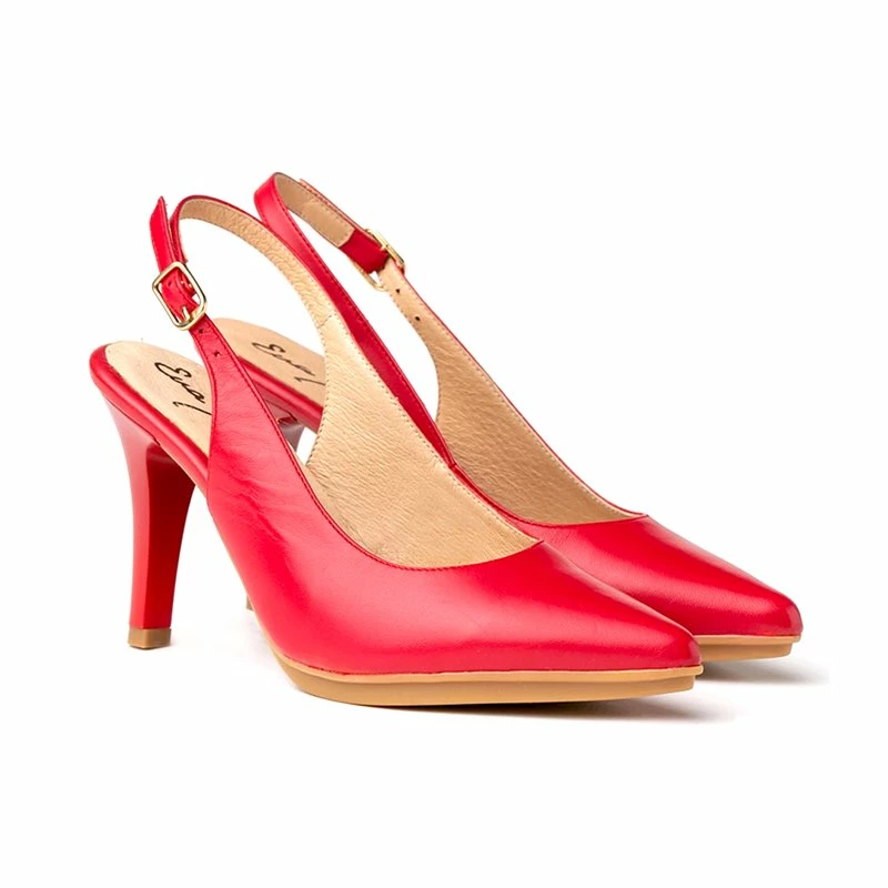 Zapatos De Salón Descubierto Mujer Piel Napa Tacón Alto 1495 Rojo, De Eva Mañas 4 Zapatos De Salón Descubierto Mujer Piel Napa Tacón Alto 1495 Rojo, De Eva Mañas - Imagen 2