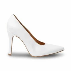 Zapatos De Salón Mujer Piel Napa Tacón Alto 1494 Blanco, De Eva Mañas
