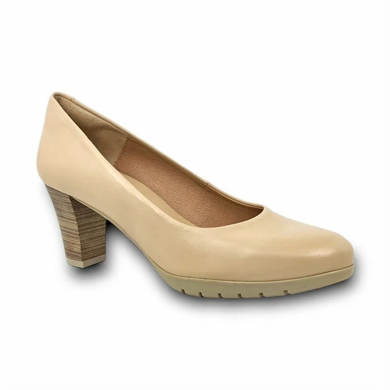 Zapatos De Salón Mujer Piel Tacón Medio Muy Cómodos 2220 Beige, De Desireé 5 Zapatos De Salón Mujer Piel Tacón Medio Muy Cómodos 2220 Beige, De Desireé - Imagen 3