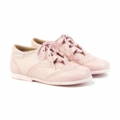 Zapatos Inglesitos Colegiales Infantil Niño Niña Piel Cordones 505 Rosa, De Angelitos