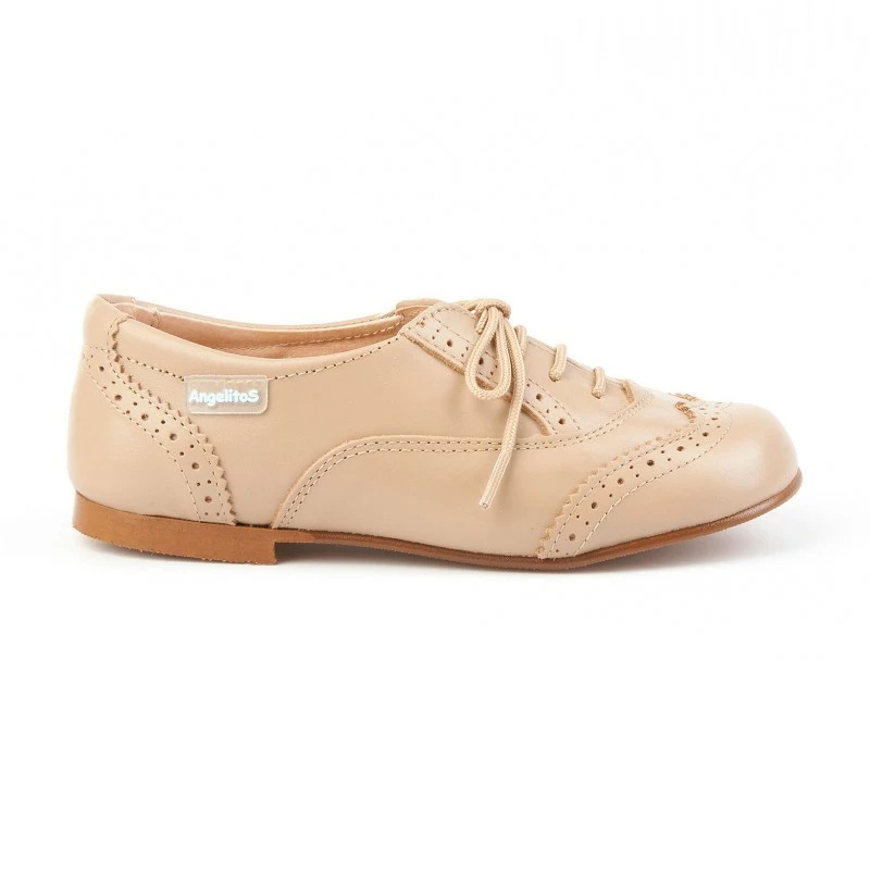 Zapatos Oxford Colegiales Infantil Niño Piel Cordones 1394 Camel, De Angelitos 4 Zapatos Oxford Colegiales Infantil Niño Piel Cordones 1394 Camel, De Angelitos - Imagen 2