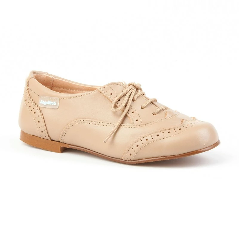 Zapatos Oxford Colegiales Infantil Niño Piel Cordones 1394 Camel, De Angelitos 5 Zapatos Oxford Colegiales Infantil Niño Piel Cordones 1394 Camel, De Angelitos - Imagen 3