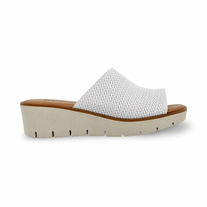 Zuecos Cuña Baja Mujer Piel Grabada Punta Abierta Plantilla Acolchada 22802 Blanco, De Blusandal 3 Zuecos Cuña Baja Mujer Piel Grabada Punta Abierta Plantilla Acolchada 22802 Blanco, De Blusandal