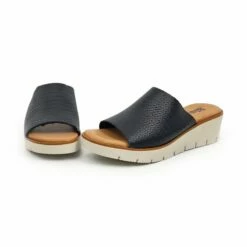 Zuecos Cuña Baja Mujer Piel Grabada Punta Abierta Plantilla Acolchada 22802 Negro, De Blusandal -BOUTTYE Ventas zuecos cuna baja mujer piel grabada punta abierta plantilla acolchada 22802 negro de blusandal 5