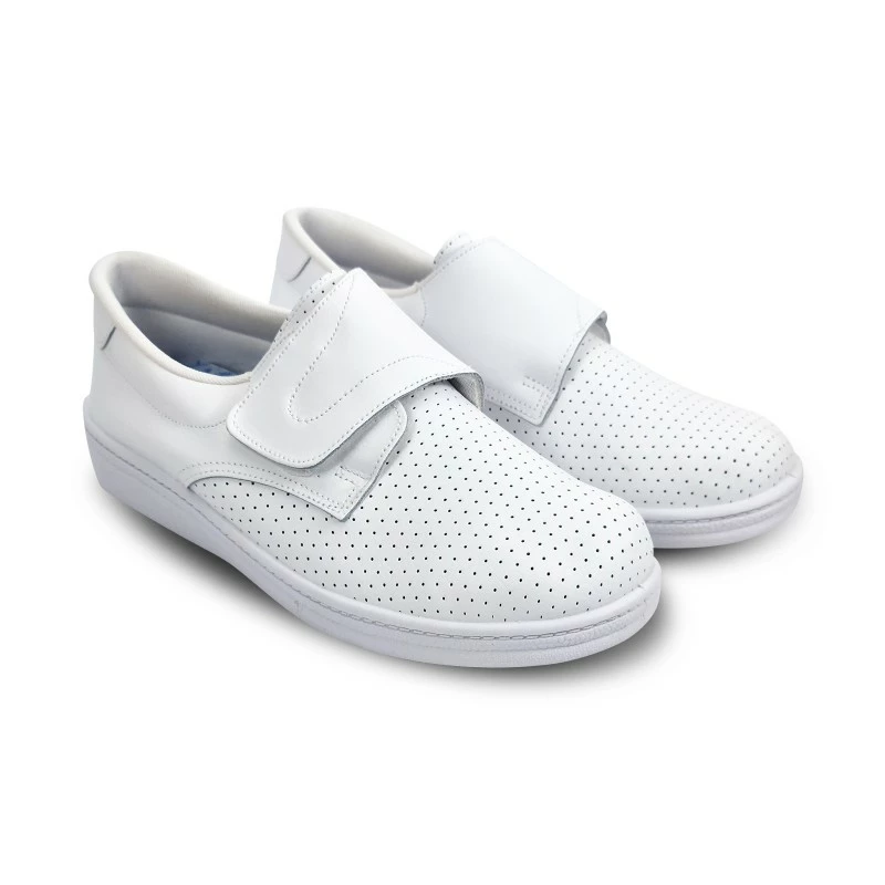 Zuecos Sanitarios Hombre Piel Perforada Cierre Velcro Anatómicos 293 Blanco, De Percla 6 Zuecos Sanitarios Hombre Piel Perforada Cierre Velcro Anatómicos 293 Blanco, De Percla - Imagen 4